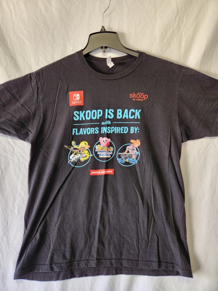 Nintendo Switch Skoop Is Back Splatoon 3 Kirby's Mario Kart Men's T-Shirt LARGE