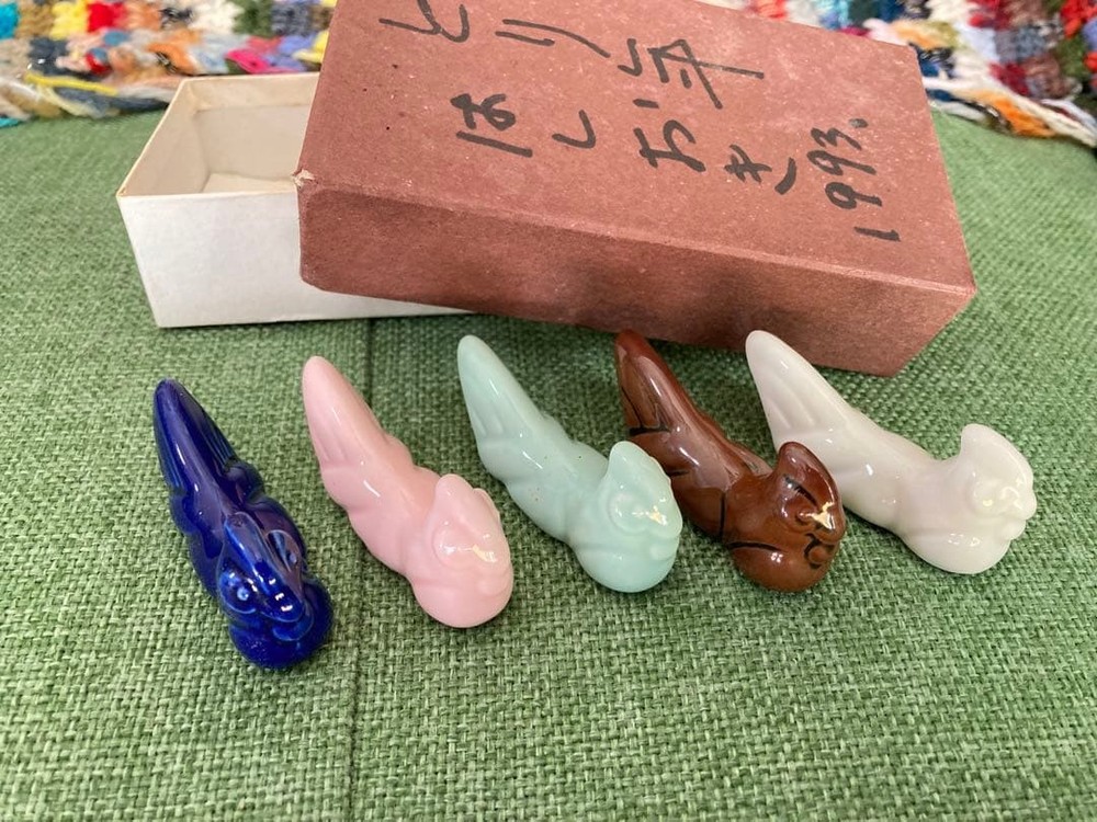 Set of 5 bird ceramic chopstick rests