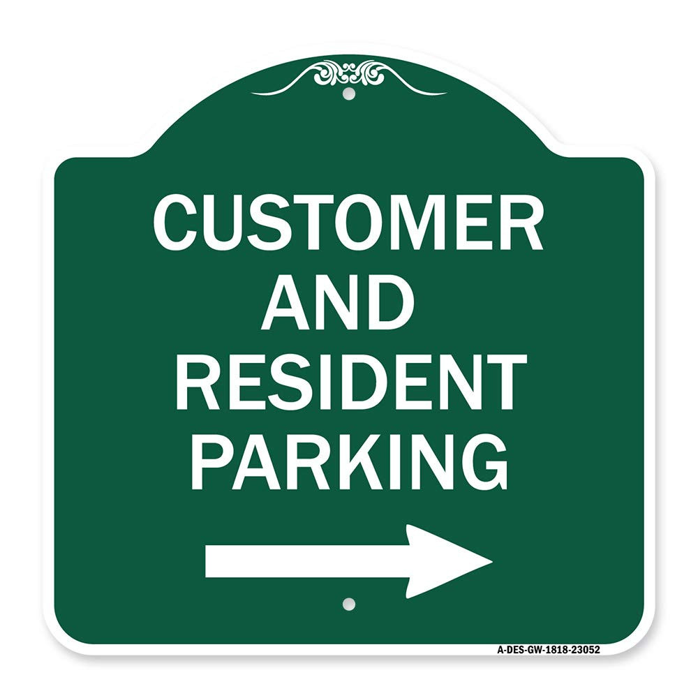 Designer Series Sign - Reserved Parking Sign Customer and Visitor Parking (wi...