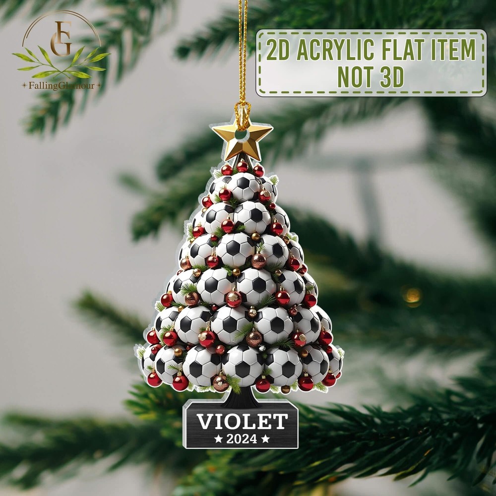 Personalized Soccer Acrylic Ornament  Soccer 2D Flat Christmas Ornament