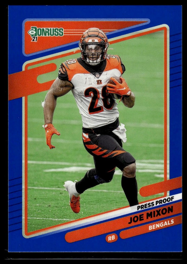 2021 Donruss Joe Mixon #212 Blue Press Proof Football Card