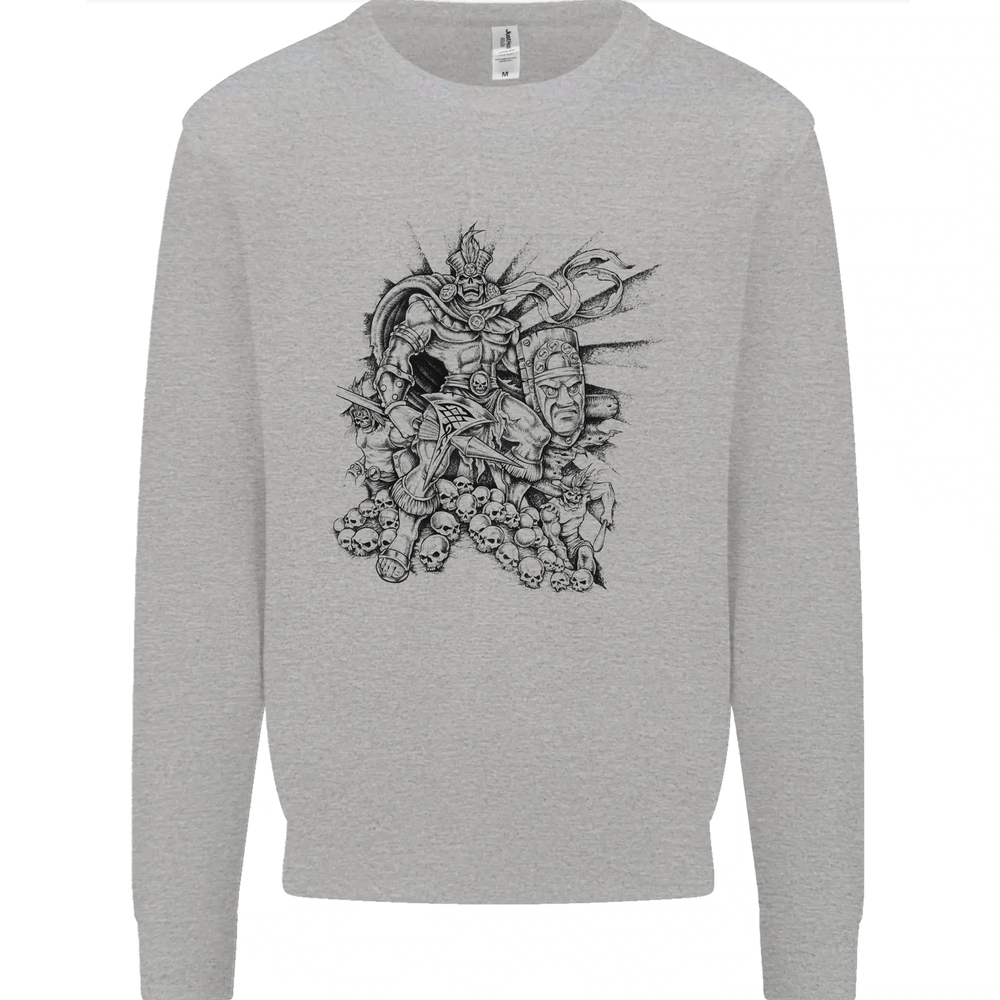 Inca Warrior Skull Gym Martial Arts MMA Axe Mens Sweatshirt Jumper