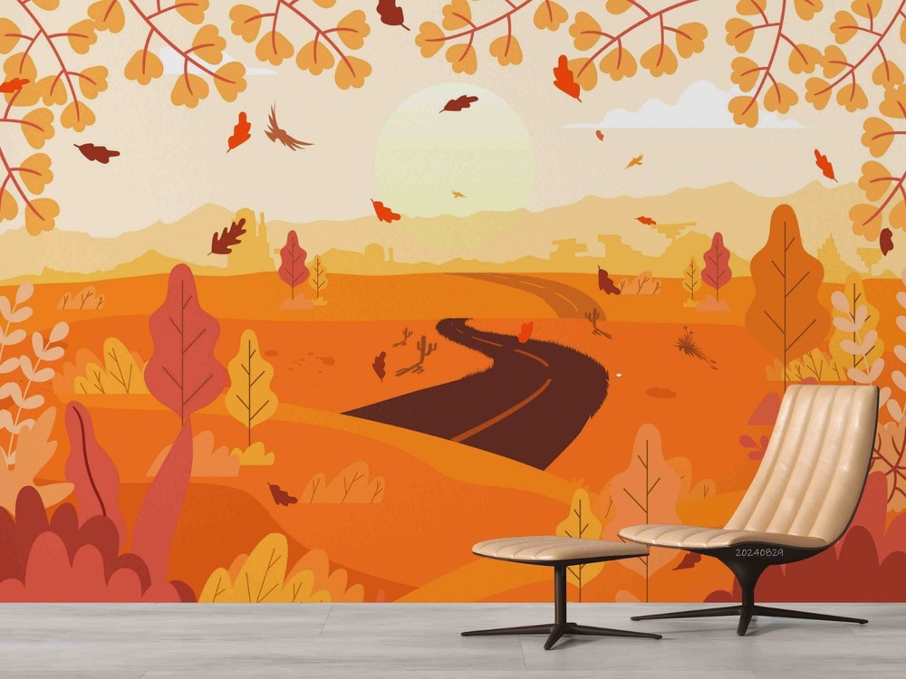 3D Autumn Landscape Illustration Wall Murals Wallpaper Murals Wall Sticker 8
