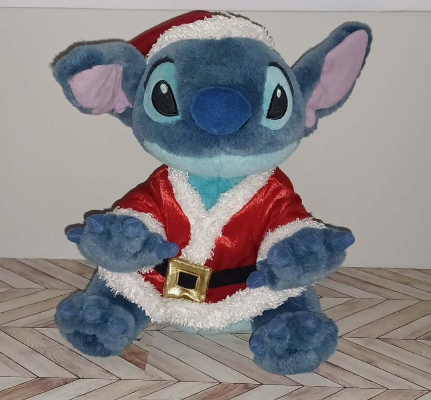 Disney Store Christmas Santa Stitch Plush Stuffed Animal Sitting 12 Inch Lilo