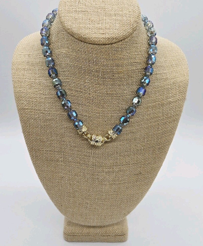 Kirks Folly Crystal Queen Magnetic Necklace goldtone Blue AB