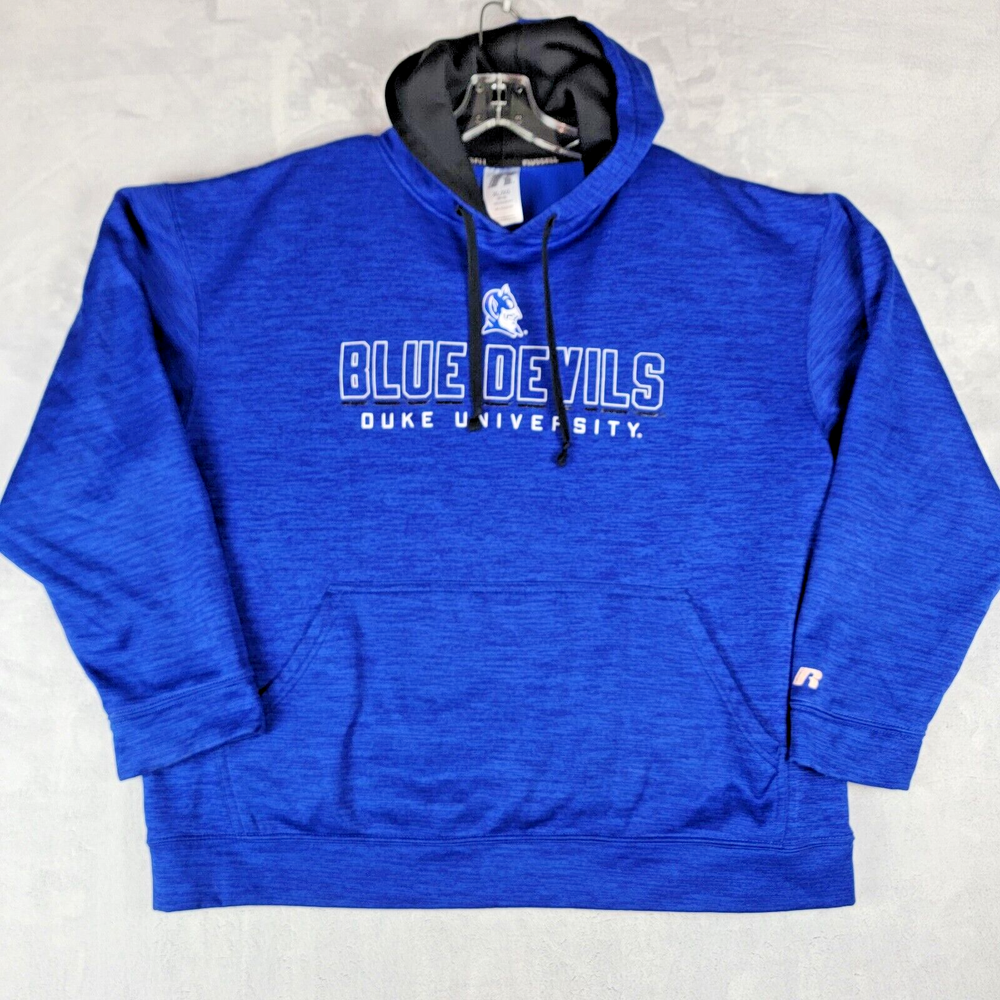 Duke Blue Devils Hoodie Mens XL ACC Russell Athletics Spellout Logo NCAA