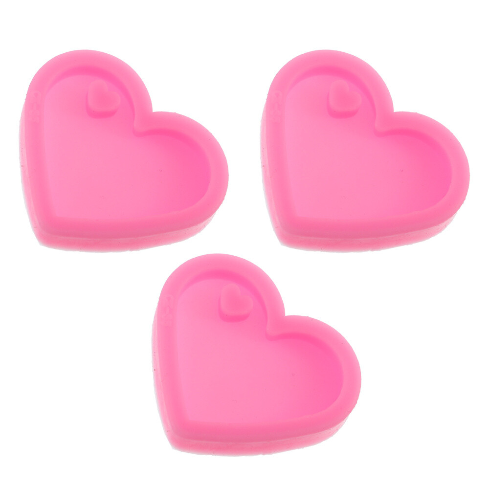 3-Piece Heart Silicone Molds for Chocolate Candy or Resin Pendants