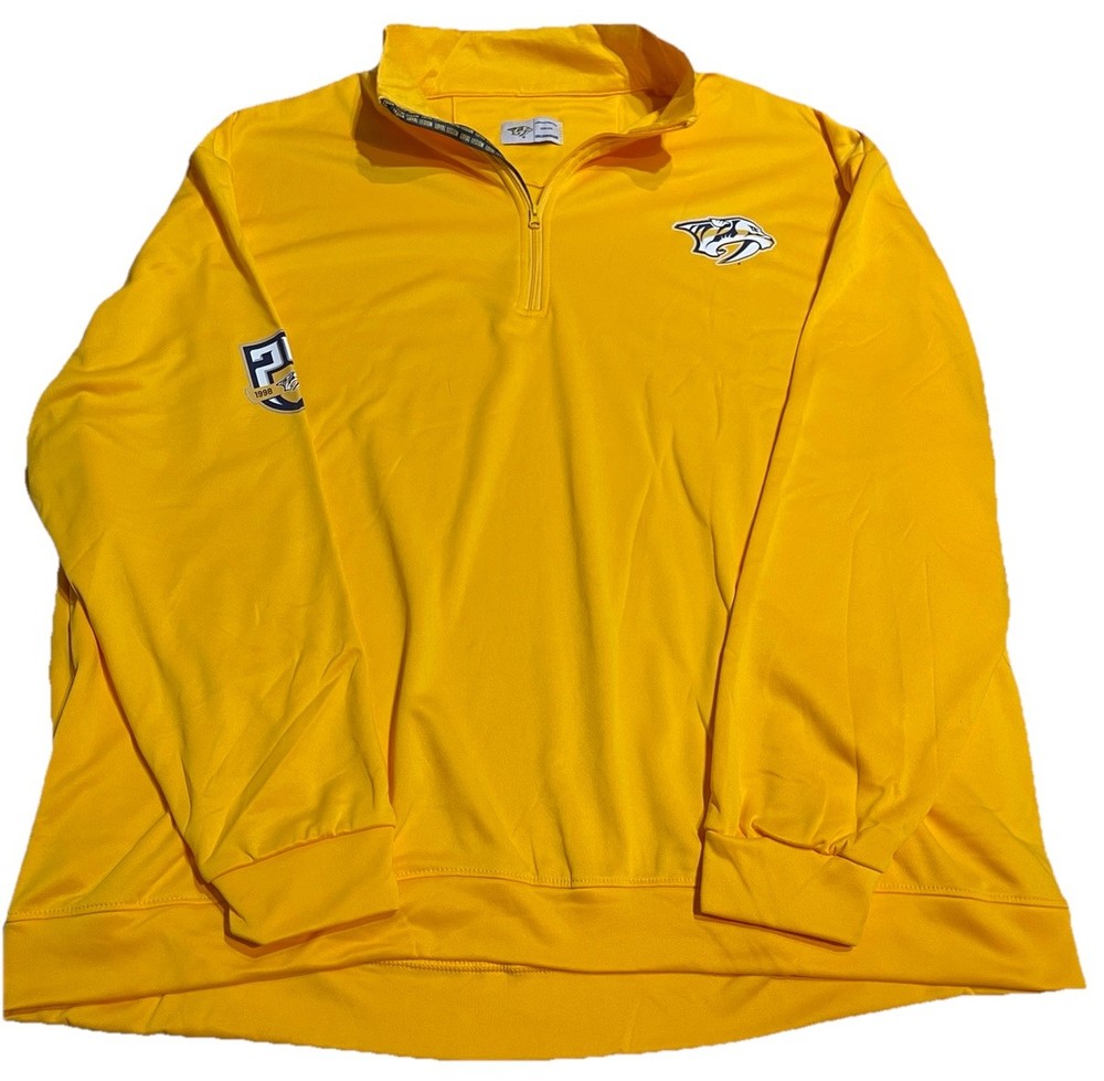 Nashville Predators Pullover Mens 3XL Yellow NHL Hockey Quarter Zip Loyal Legion