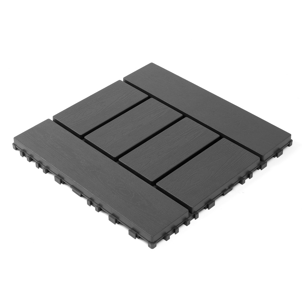 44 Packs Dark Gray Interlocking Decking Tiles 12x12 Inch PP Plastic Flooring
