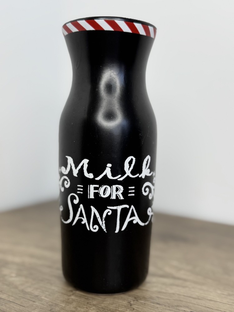 Milk glass santa christmas Milk For Santa Grass Black Clean Excellent Condition