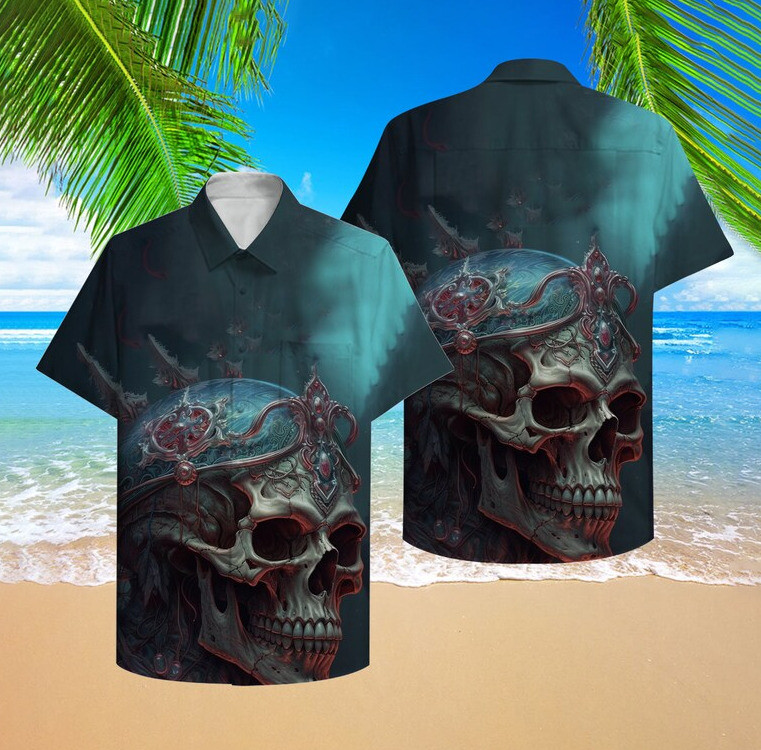 Skull King Hawaiian Shirt Skull Summer Beach Shirt 3D Hawaiian Aloha Shir