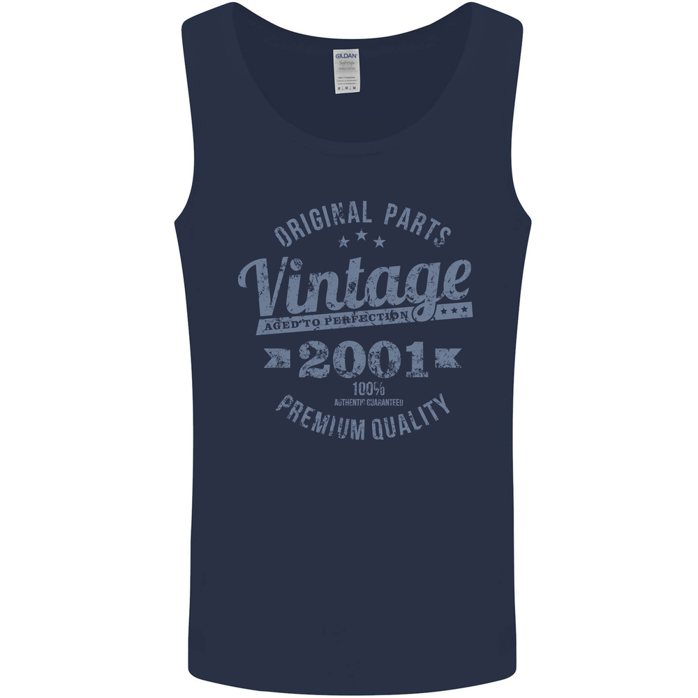 Vintage Year 24th Birthday 2001 Mens Vest Tank Top Navy Blue