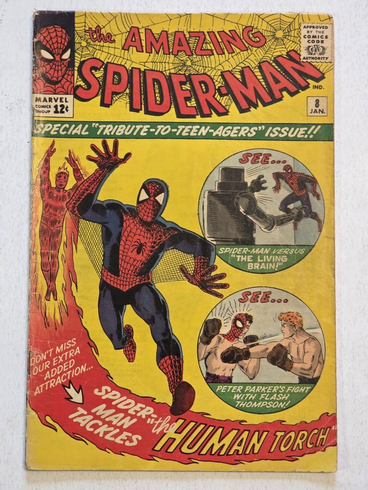 Amazing Spider-Man #8 VG-1st App of The Living Brain 1963 Steve Ditko Silver Age