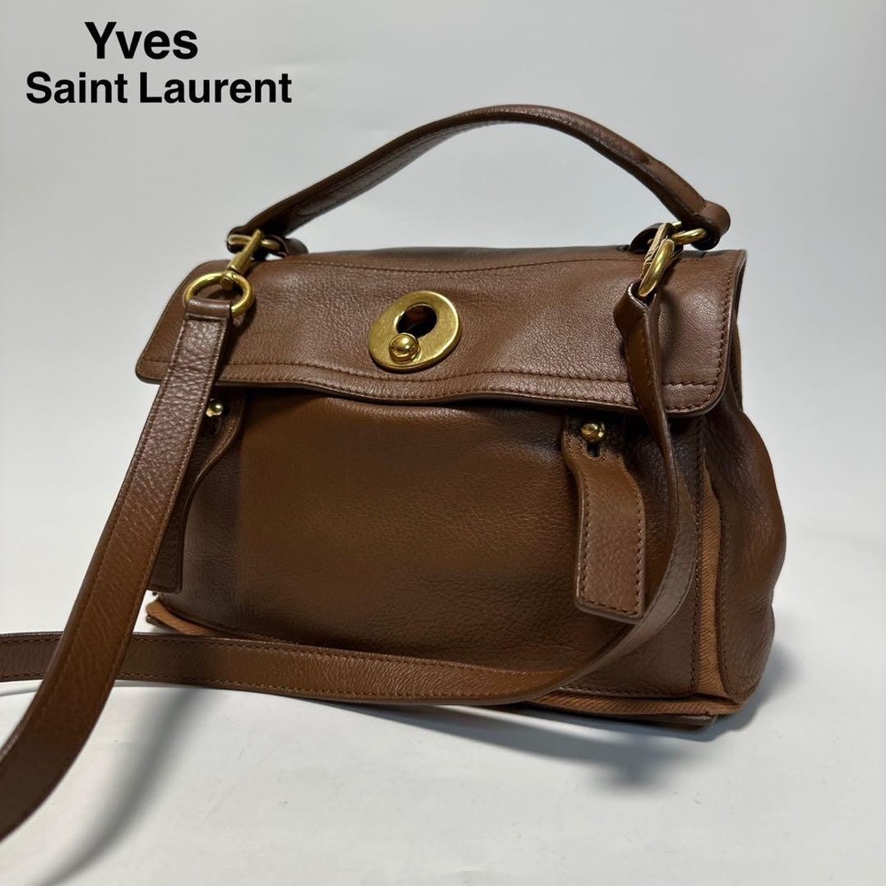 Yves Saint Laurent YSL Muse Two-Way Leather Shoulder Bag Brown F06221967