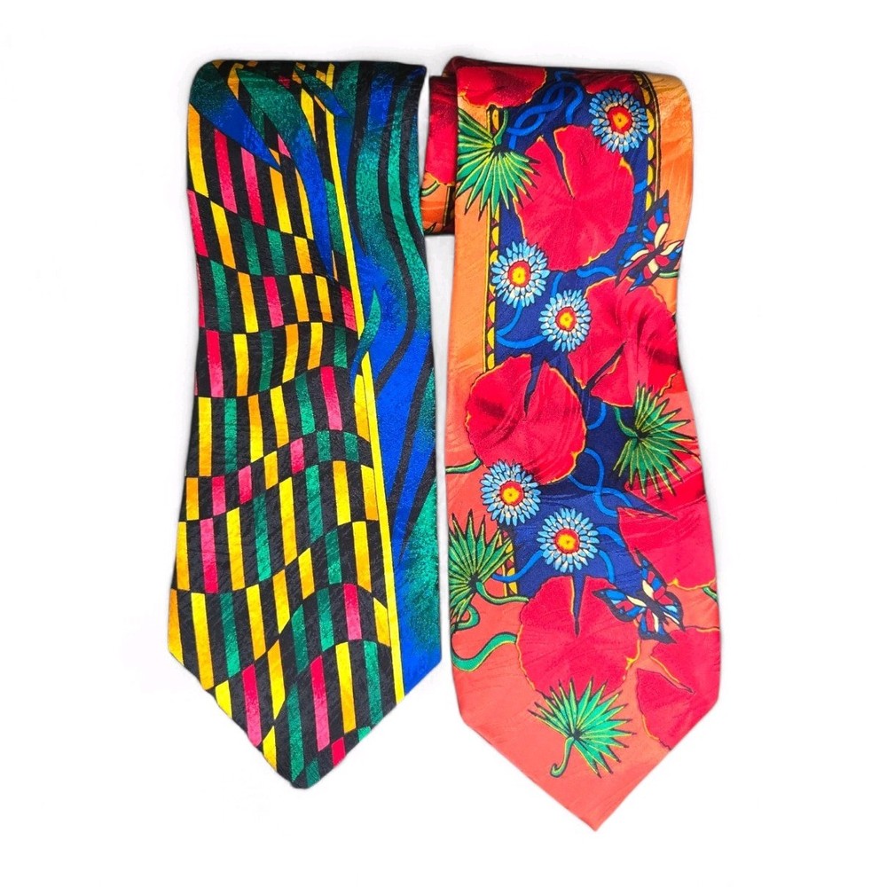 VTG Rush Limbaugh Silk Tie Lot 2 No Boundaries Bold Novelty 90s USA Retro