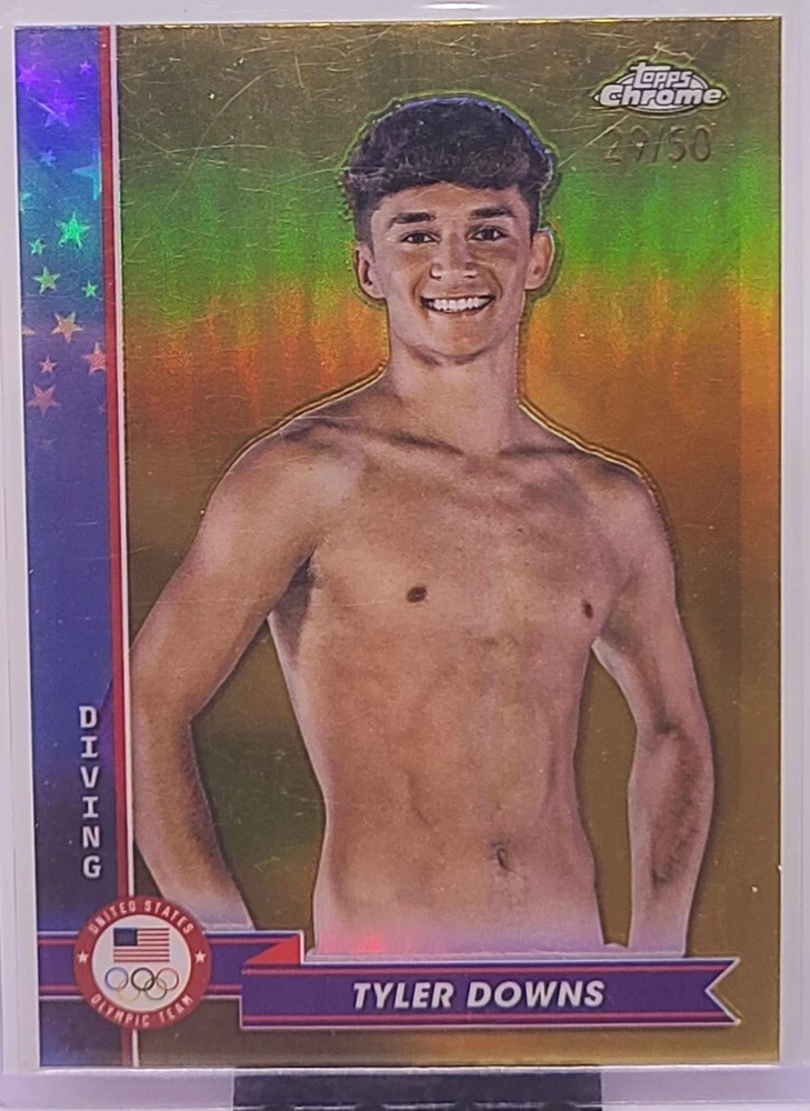 2024 Topps Chrome U.S. Olympic & Paralympic Team and Hopefuls - Gold Refractor #27 Tyler Downs /50 (RC)