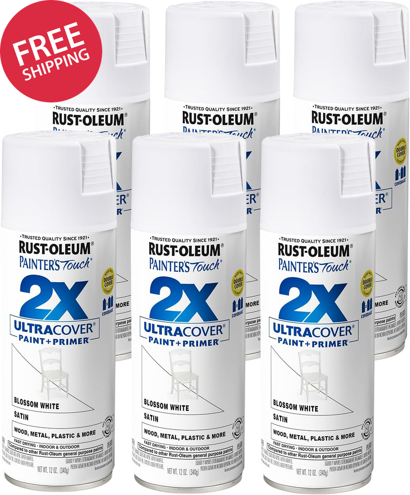 249843-6PK Painter'S Touch 2X Ultra Cover Spray Paint, 12 Oz, Satin Blossom Whit