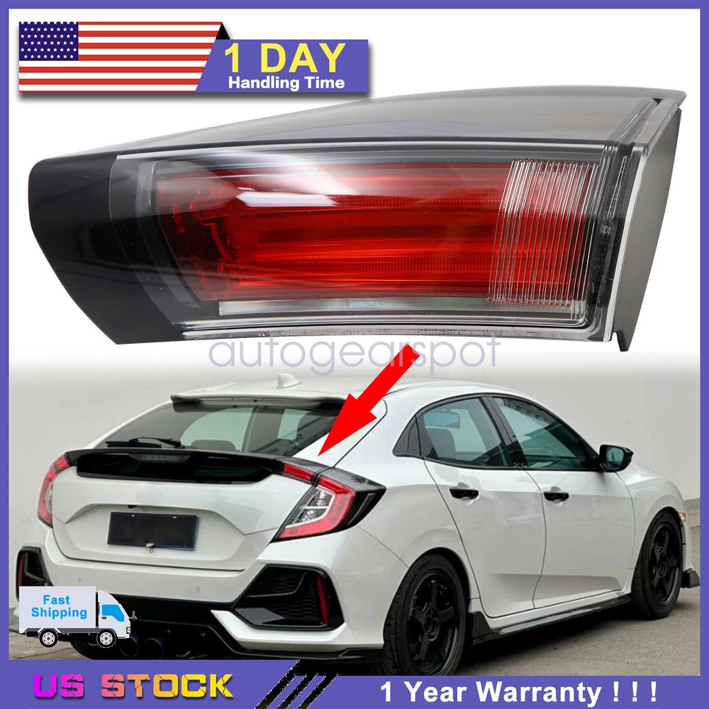 Fits 2017-21 Honda Civic Hatchback Right Side Tail Light Inner Halogen Assembly
