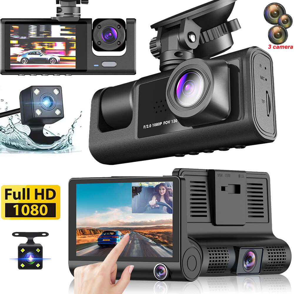 1080P HD Dual Lens Car Dash Cam with Front Rear Inside Recording G-sensor