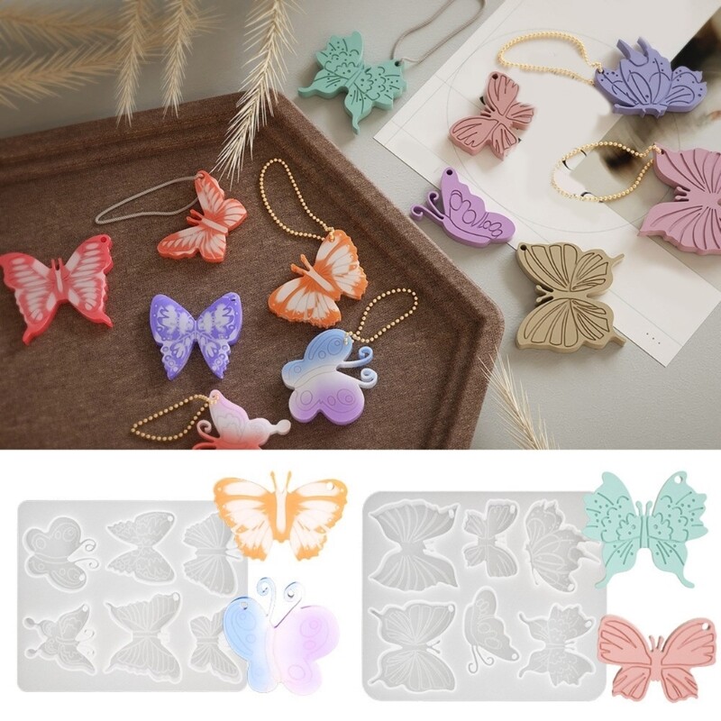 Flexible Silicone Butterfly Keychain Mold for DIY Pendants