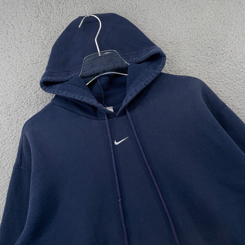 Vintage Nike Hoodie Mens XL Navy Blue Center Swoosh Pullover Sweatshirt 2000s