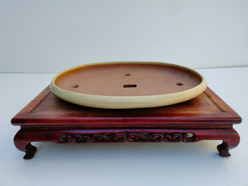 Tokoname Yamafusa Glazed Oval Bonsai Pot 41 cm 16.14 in Width