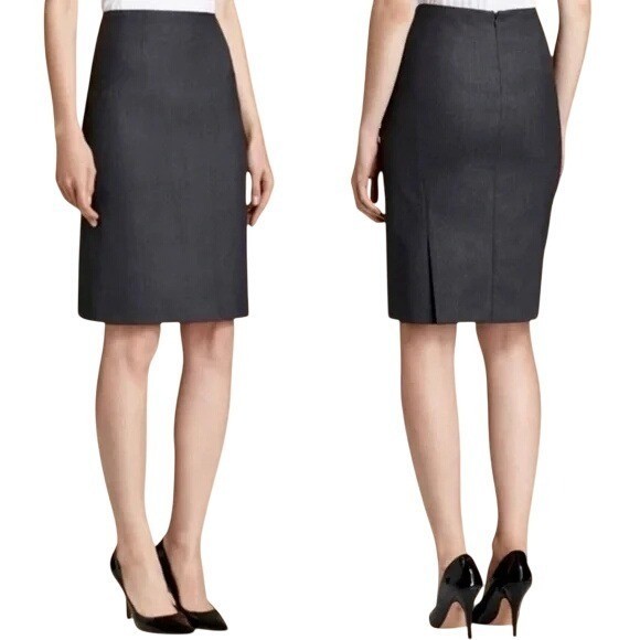 Theory Golda 2 Urban Women's Size 4 Gray Virgin Wool Pencil Skirt Office Siren