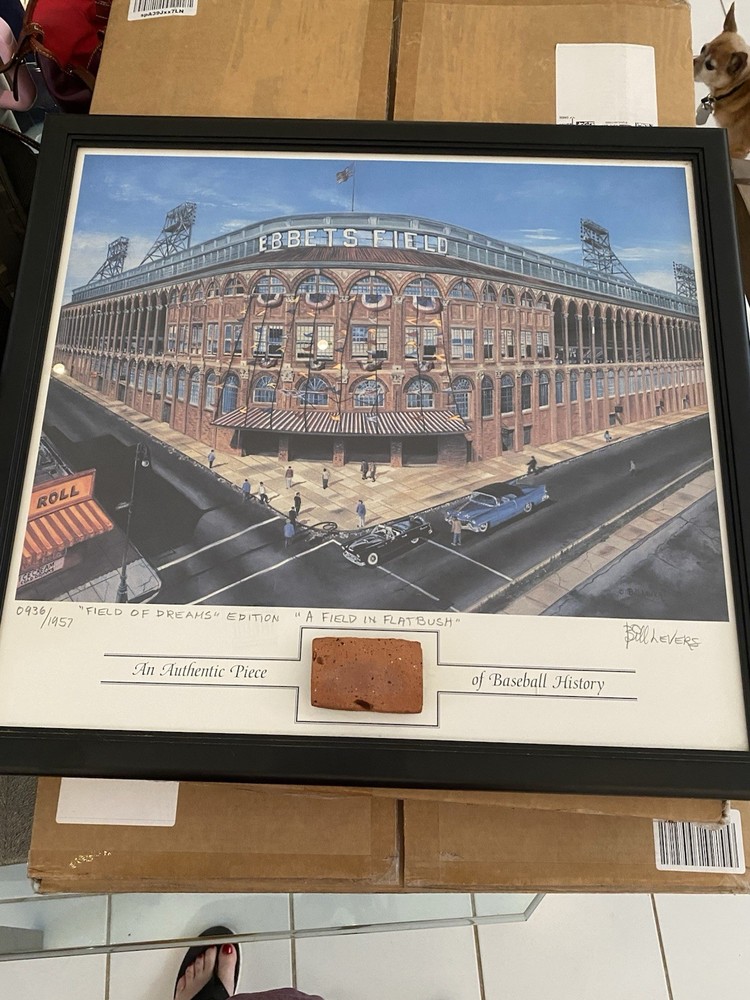 Ebbets Field Numbered Print With Brick Signed By Bill Levers
