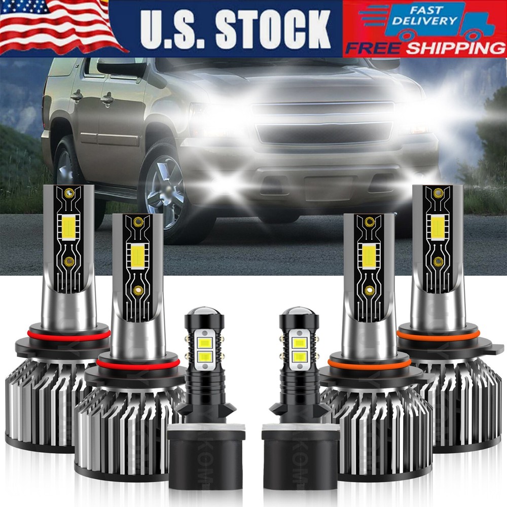 For Chevy Silverado 1999-2002 Tahoe 2000-2006 LED Headlights Bulbs + Fog Lights