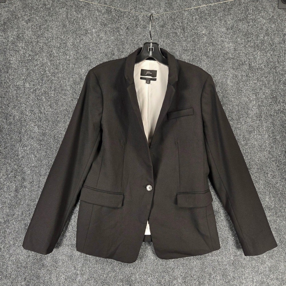 J.Crew Regent Blazer Womens Size 8 Black Wool Blend Single Button Jacket