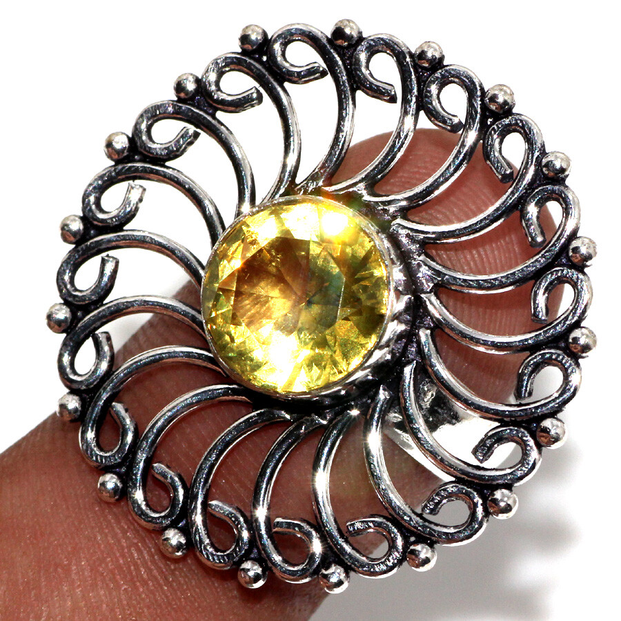 Citrine Silver Plated Gemstone Handmade Ring Size 6 Jewelry Gift