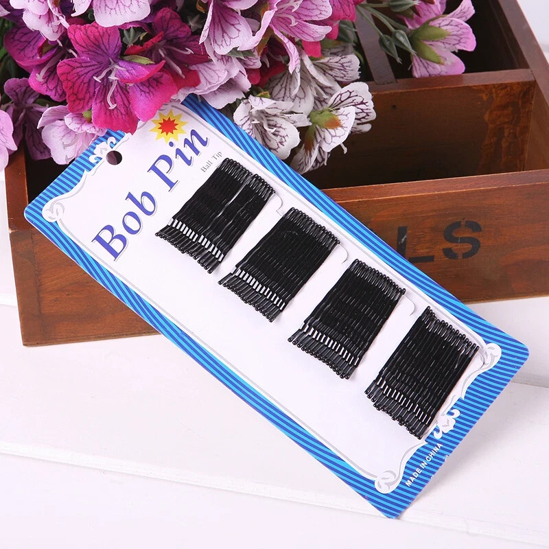 Invisible Hair Clips Flat Top Bobby Pins 60Pcs Salon Grips Wave Barrette Black