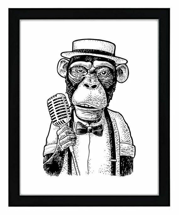 MONKEY PRINT PICTURE POSTER WALL ART HOME DECOR UNFRAMED GIFT A4 NEW FUNNY FUN