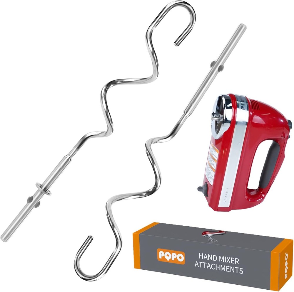 Stainless Steel Dough Hook Attachment Compatible with KitchenAid Hand Mixers