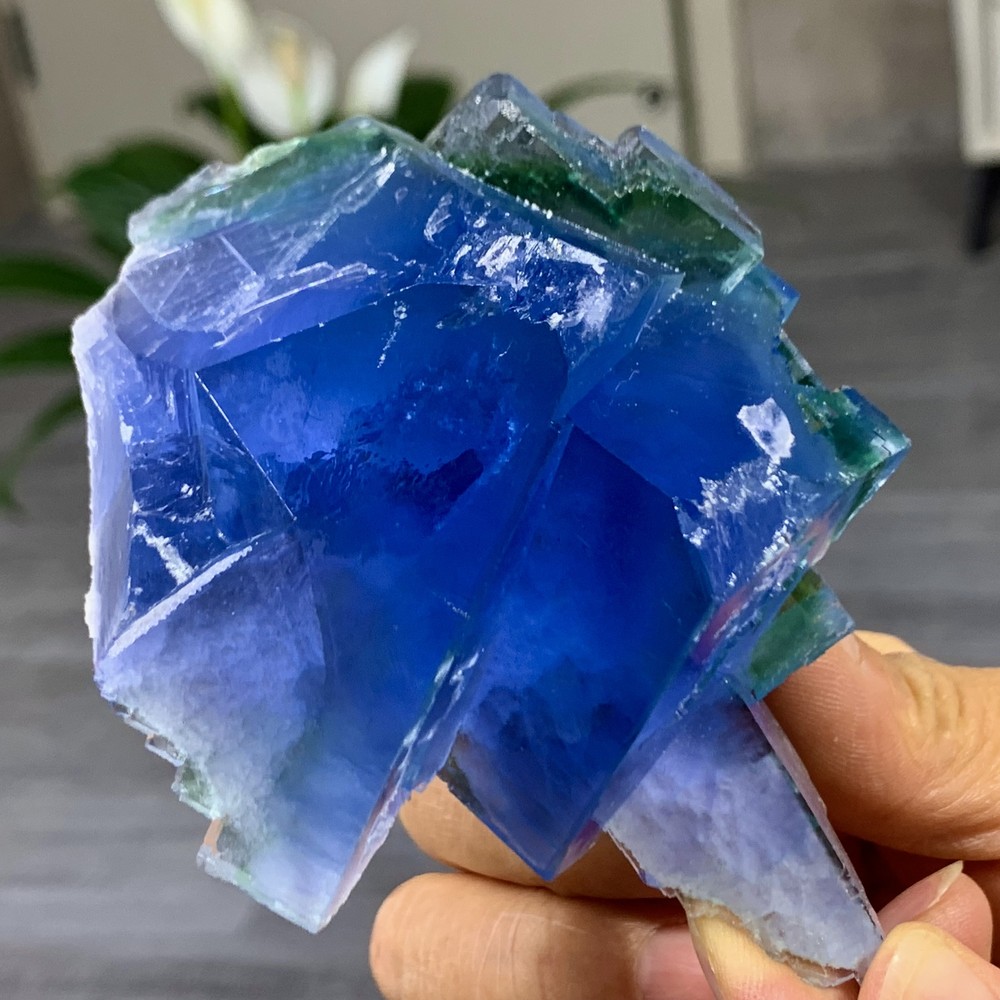 254G Transparent Blue Cube Fluorite Crystal from YaogangXian Mineral Specimen