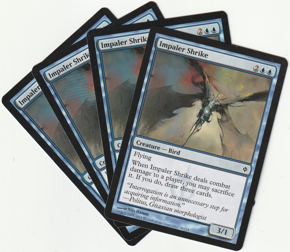 4x Magic the Gathering Impsler Shrike Blue Creature Playset NM/EX NPH EN