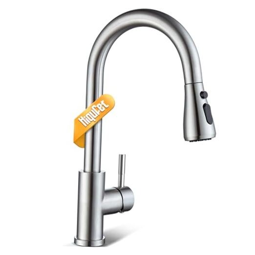 Brushed Nickel High Arc Pull-Down Sprayer Kitchen Faucet with Single Handle