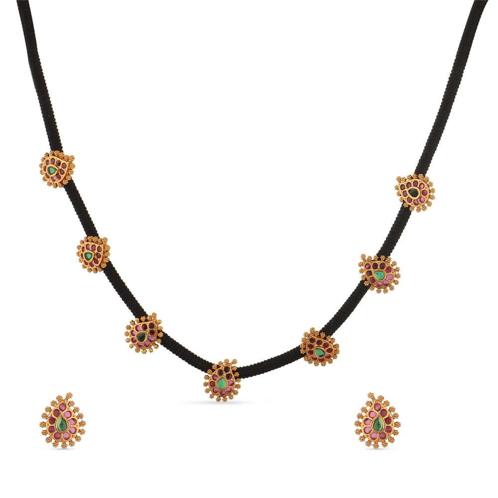 TARINIKA Antique Gold Plated Makul Necklace Set with Geometric Design