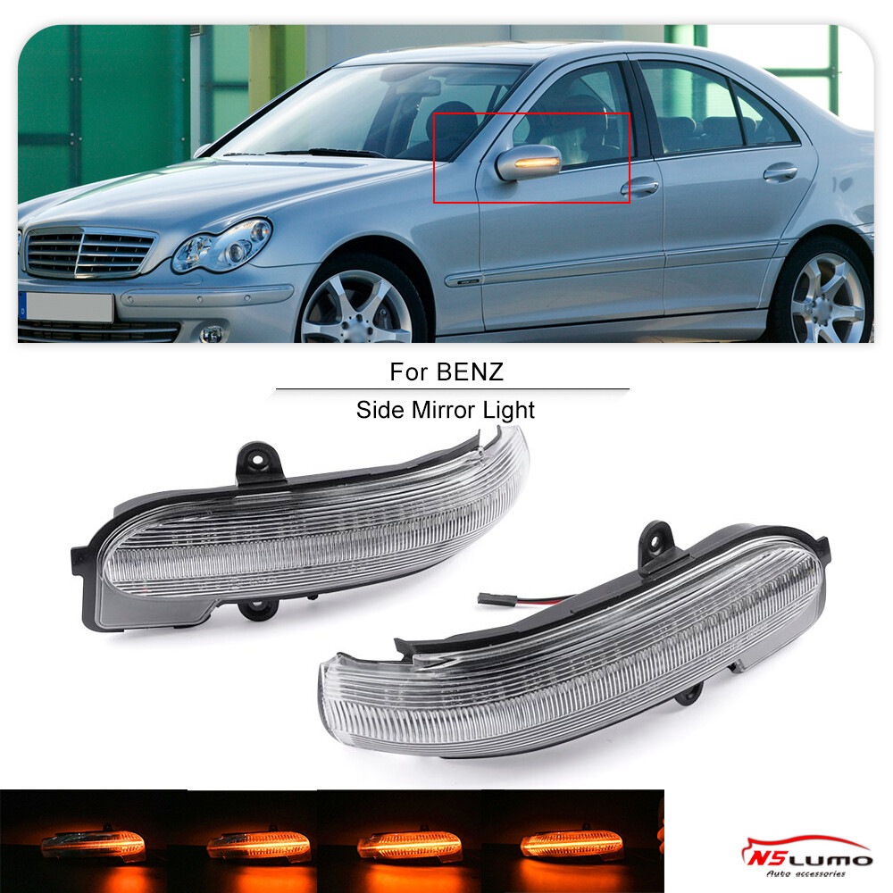 For 2001-2007 BENZ C-Class Sedan Sequential LED Side Mirror Turn Signal Lights