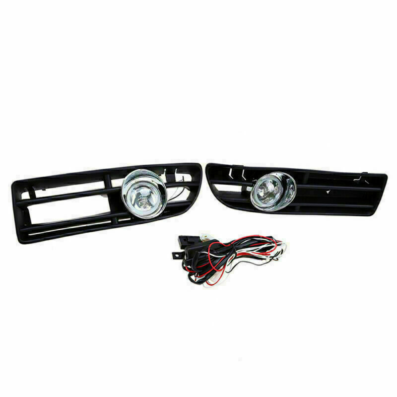 1Pair Car GRILLE With FOG LIGHT Lamp FOR VW JETTA BORA 99-04 Clear Lens New