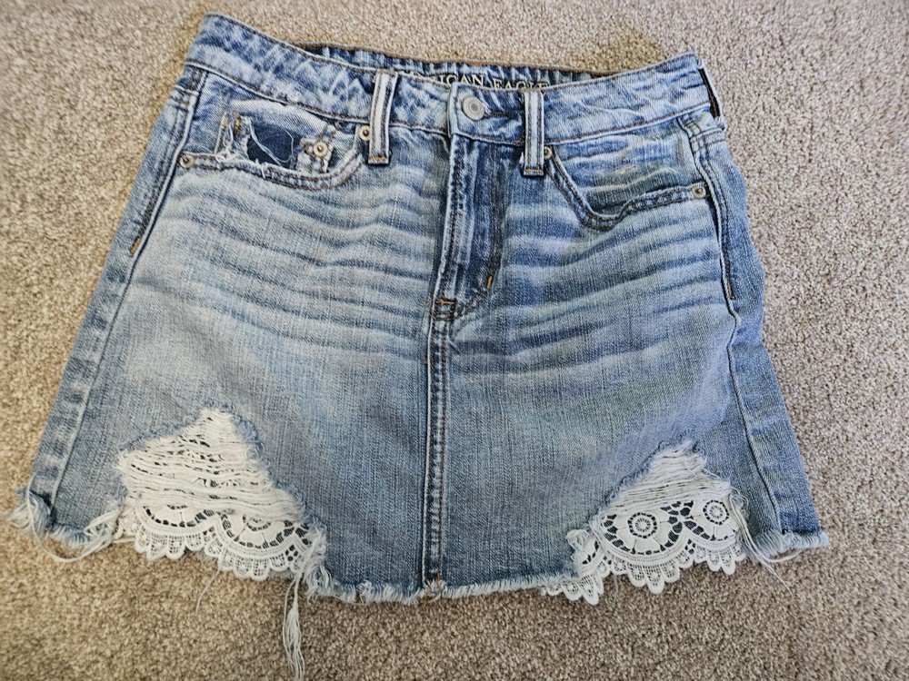 Y2K American Eagle Denim Mini Skirt 0
