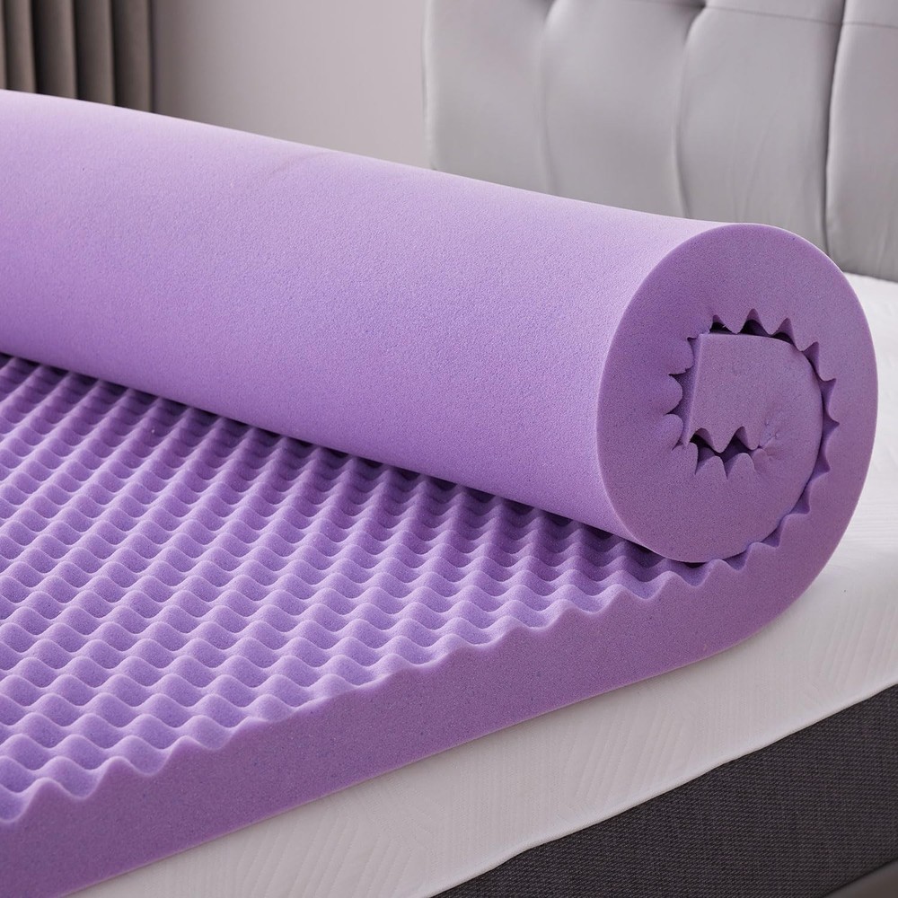 2 Inch Egg Crate Memory Foam Mattress Topper Twin Size, Soft Mattress Pad for...