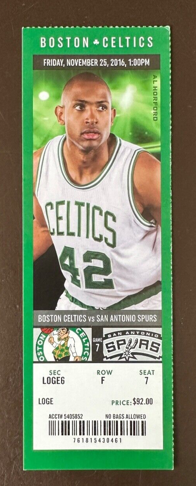 Boston Celtics 11/25/2016 NBA ticket stub vs San Antonio Spurs