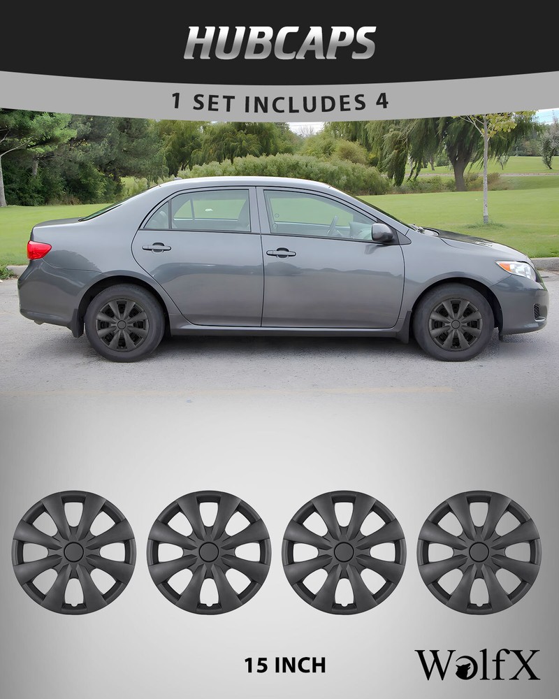Set of 4 Hubcaps 15-Inch For 2009-2019 Toyota Corolla Snap On Steel Wheel Cover