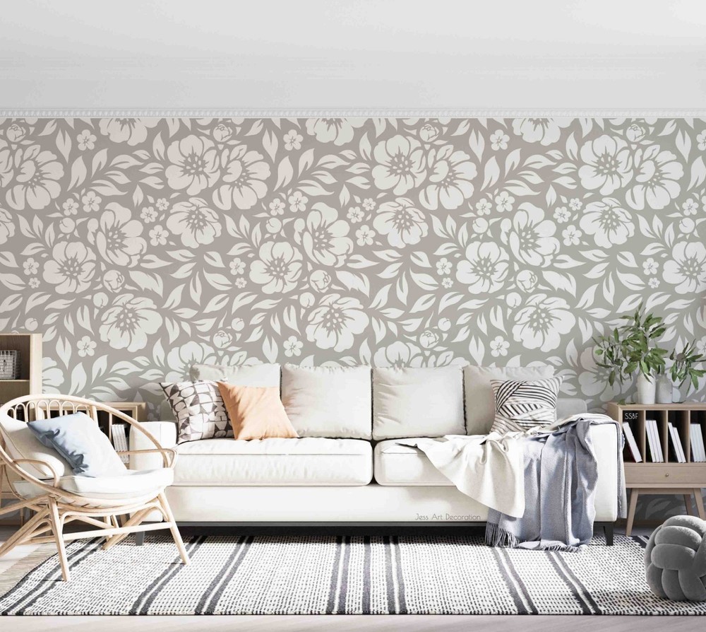 3D Flowers Leaves Pattern Wall Murals Wallpaper Murals Wall Sticker