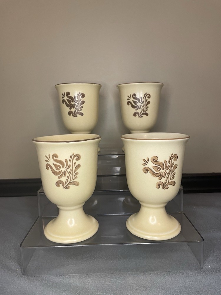 Vintage Pfaltzgraff Village Stoneware Wine Goblets Set of 4