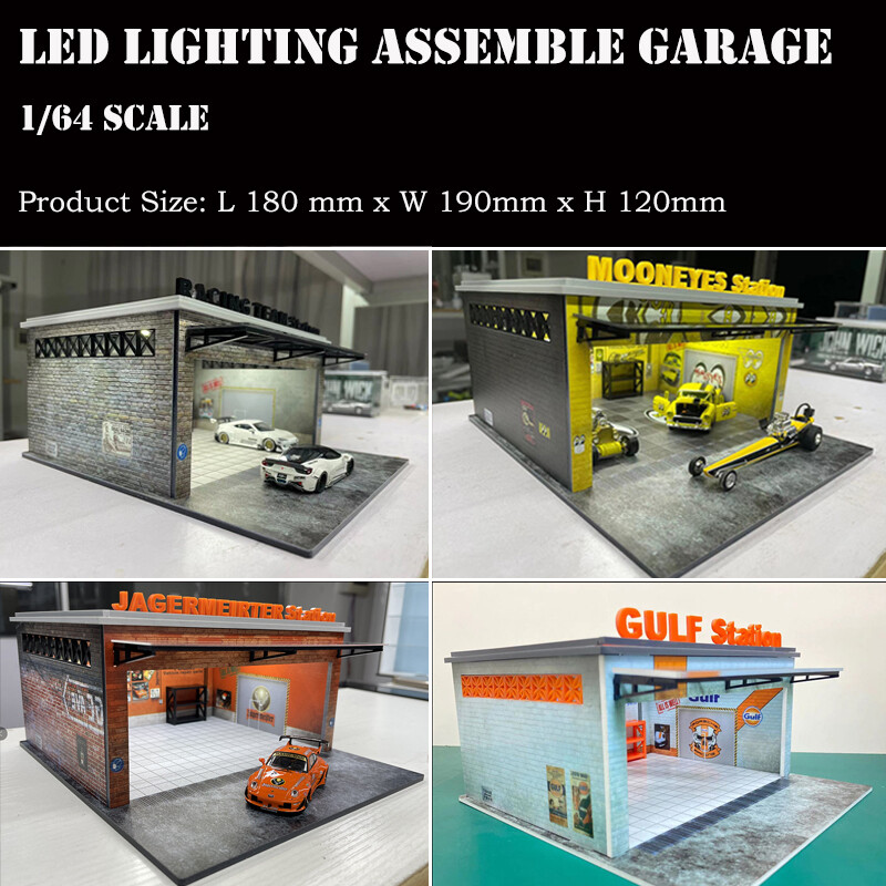 Assemble Diorama 1:64 LED Lighting Garage Model Car Parking Station Display