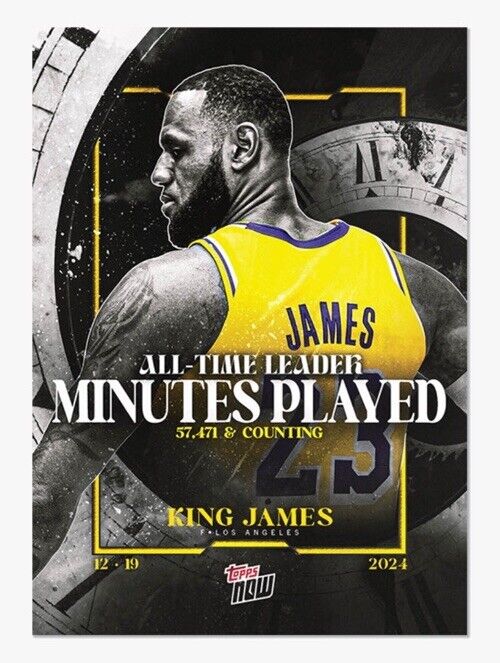 PRESALE LeBron James All-Time Minutes 2024-25 Topps NOW Basketball Card 10-image