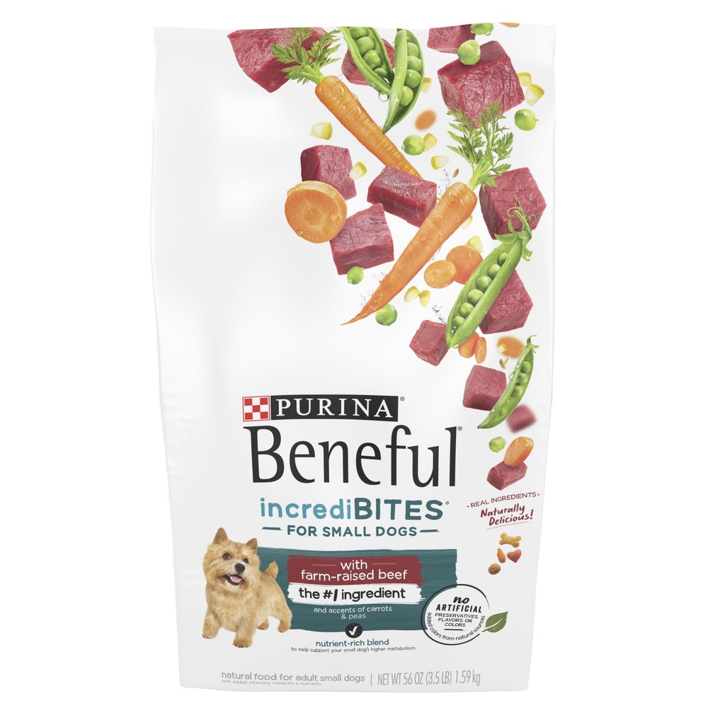 Purina Beneful IncreditBites Dry Dog Food for Small Breeds,  Beef, 3.5 lb Bag