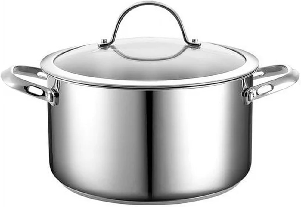 6 Quart Stainless Steel Stockpot with Lid – Heavy Duty Cooking Pot